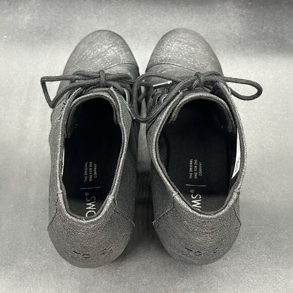 TOMS womens black sparkle wedge bootie size 8.5 10015785 - Picture 5 of 7